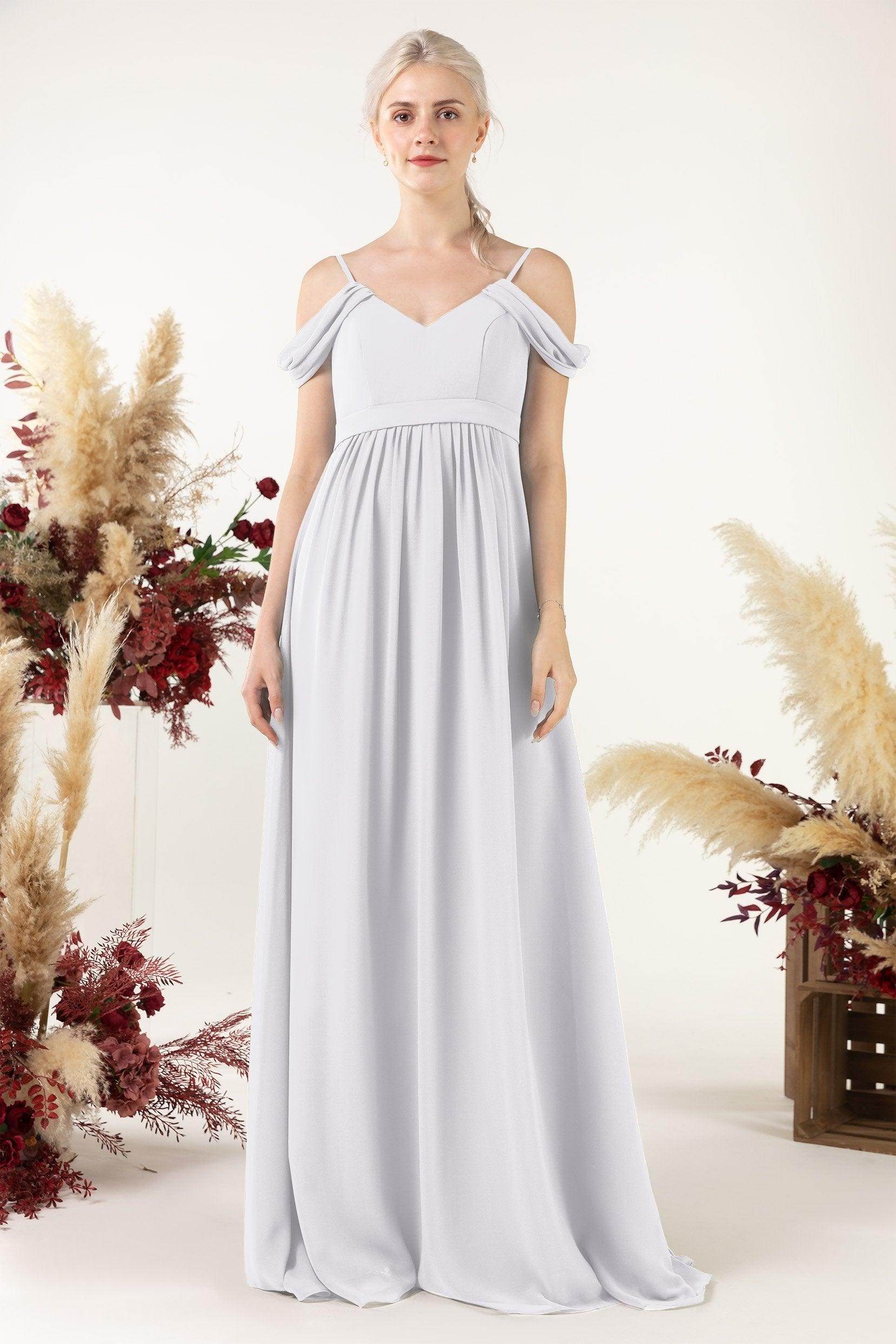 A-Line Floor Length Chiffon Bridesmaid Dress CB0476 - COCOMELODY